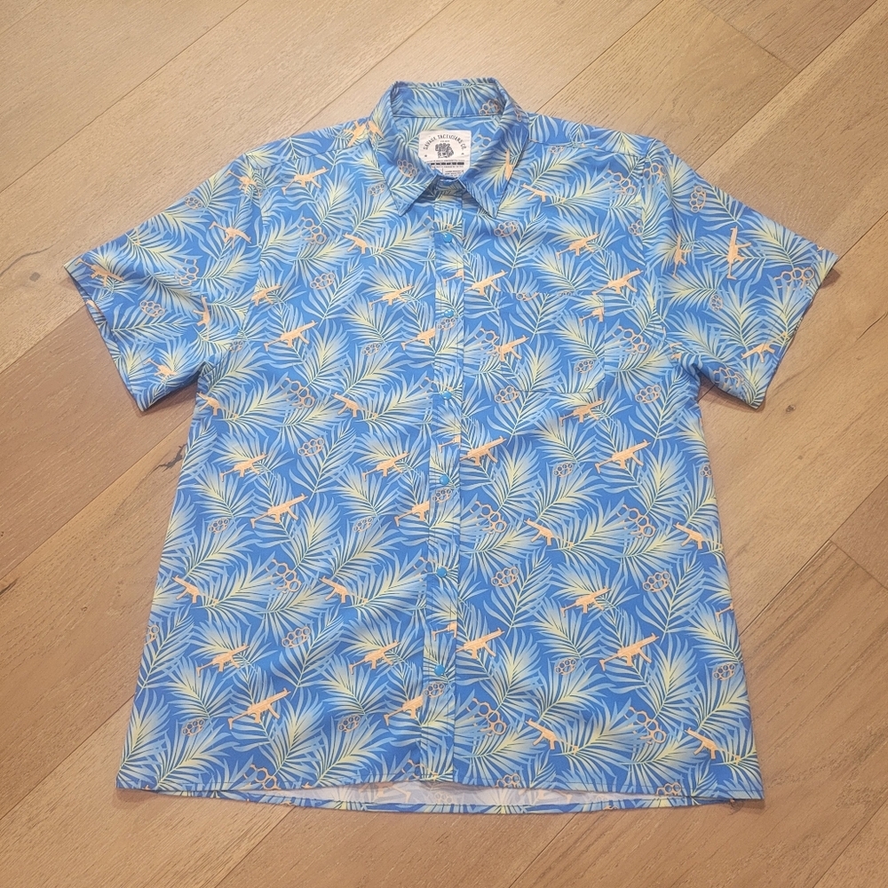 EUC Savage Technicians Shirt Men's sz L Gangsters Paradise Hawaiian Short Sleeve